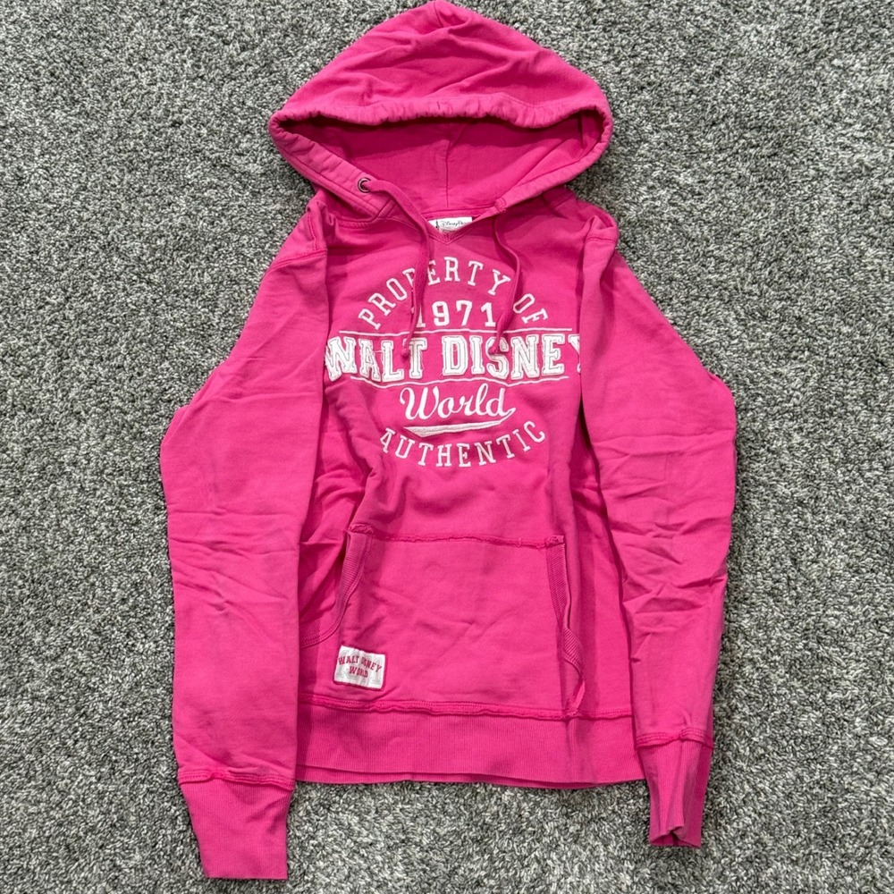 Y2K Girlcore Walt Disney World Pink Hoodie Graphic Sweatshirt Womens Medium - Picture 1 of 5
